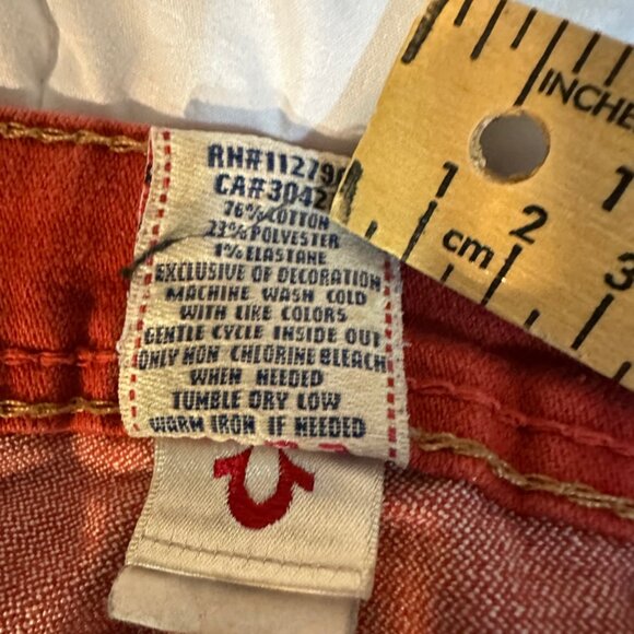 Hashtag True Religion Jeans Waist 30X29 Inches Straight Red - Picture 11 of 11
